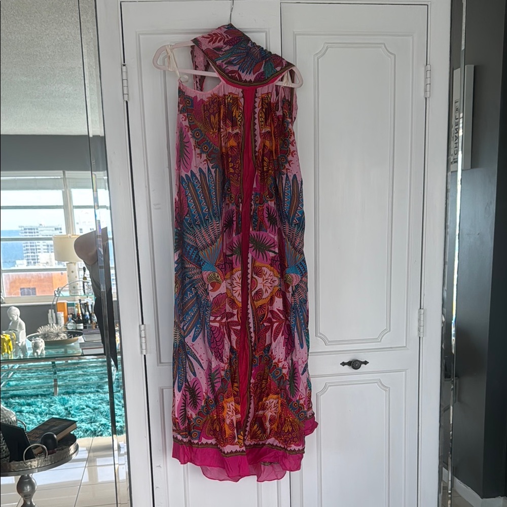 FARM Rio Vibrant Pink and Blue Maxi Dress